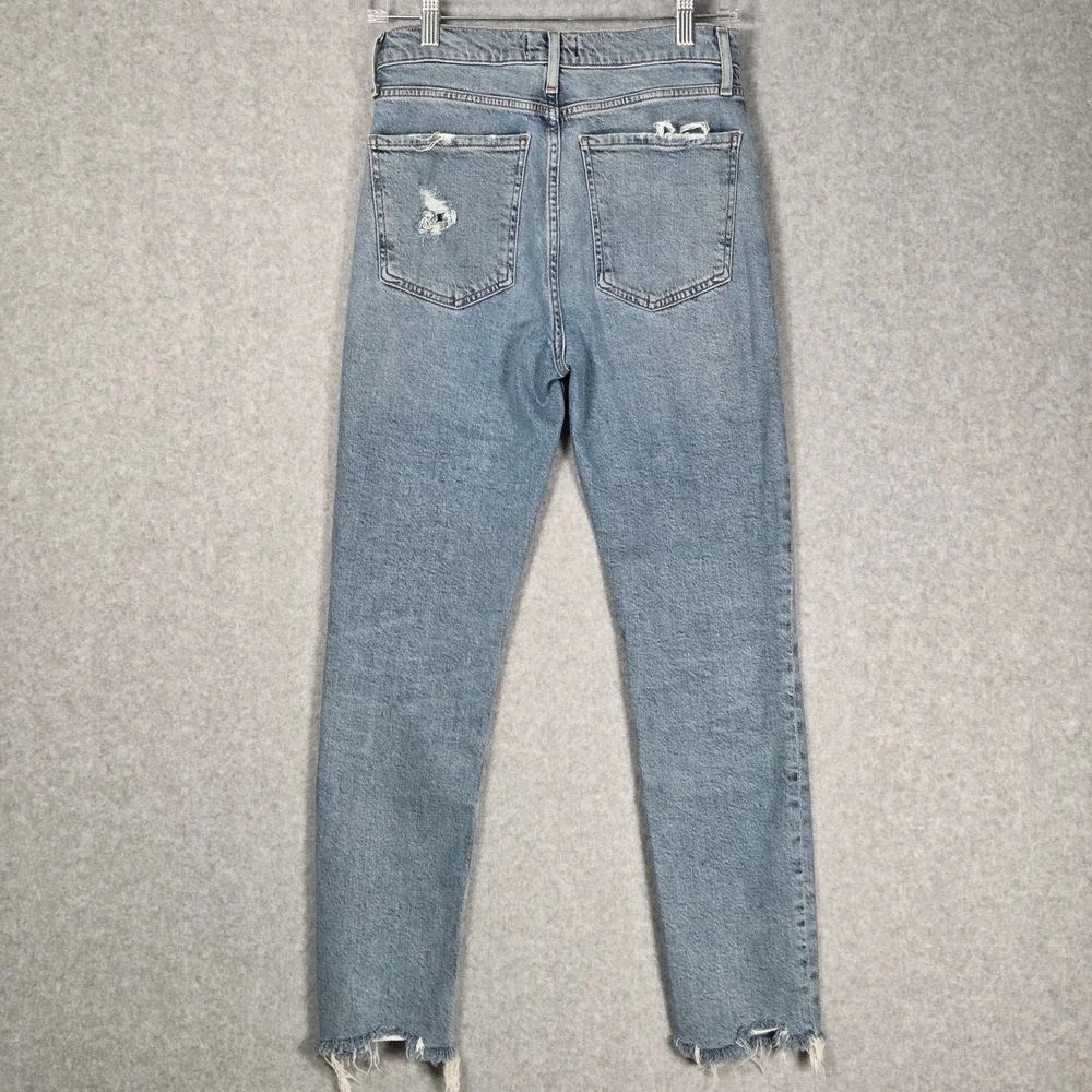 AGOLDE Womens 26 Nico High Rise Slim Fit Jeans Light Blue Rooted Revolve